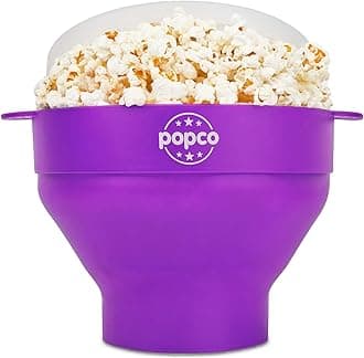 POPCO The Original Silicone Microwave rn Popper with Handles, Silicone rn Maker, Collapsible Bowl Bpa Free and Dishwasher Safe - 15 Colors Available (Dark Orchid)
