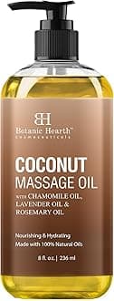 Botanic Hearth Coconut Massage Oil 8 Fl oz | Refreshing, Relaxing Massage Oils for Muscle Relaxing & Joint Comfort | Made with Natural Oils | for All Skin Types, for Men & Women