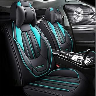 Luxury 5-Seat Car Seat Covers Fit for Elantra Full Set Cushion Leather Front Rear Seat Protectors Non-Slip Waterproof Durable Vehicle Seat Covers with Headrest(Black Green)
