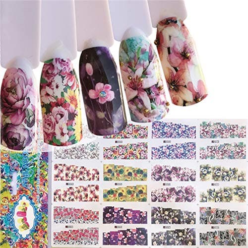 4 Sheets 48 pattern Water Transfer Nail Art Decals Stickers, With Butterfly flower Animal Insect, beauty girl cartoon and different patterns for women and kids
