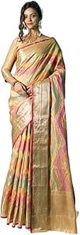 SWORNOF Womens Kanjivaram Banarasi Silk Saree Patola saree with Unstitched blouse piece