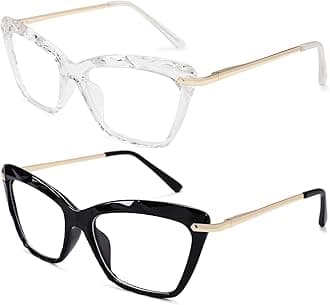 COASIONNon-prescription Clear Lenses Eye Glasses for Women Cat Eye Glasses Small Frame With Spring Hinges