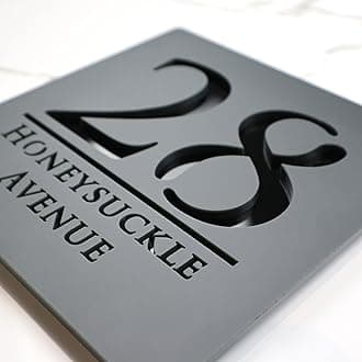 K Smart Sign | Bellisima S1 F32 | Matt Dark Gray Personalized Door Number Yard Garden Porch Signs 3d Perspex Mirror Marble Mirror House Gate Sign Laser Cut 3D Modern Plaque Street plaques Anthracite RAL7016 | 7" x 7" (Matt Dark Gray & Gloss Black)