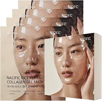 Rice Pepta Collagen Gel Face Mask (Rice Peptide) 4EA Set, Hydrogel Care for All Skin Types, Hydrating, Firming, Elasticity, Glass Glow Skin, Korean Beauty