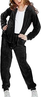 Woolicity Girls Sweatsuits Set Velour Tracksuit 2 Piece Outfits Zip Up Hoodies and Pants Sportswear Jogging Set