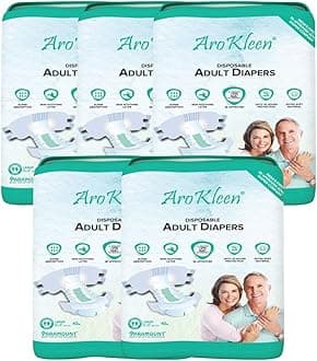 Aro Kleen (Isi Certified) Premium Unisex Adult Diapers Tape Style-50 Count (Large)