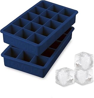 Silicone Ice Cube Tray Deep Indigo Pack of 2 BPA Free Ice Tray Mold for Coffee Drinks Cocktails, Dishwasher Safe Easy Release Perfect 1 Inch Cube Ice Tray for Whiskey Bourbon Spirits