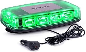 Xprite Upgraded 12" 72LED Rooftop Mini Strobe Lights, Emergency Safety Flashing Beacon Light Bar with Magnetic Base for 12V-24V Construction Vehicles, Trucks, Snow Plow, Postal Car (Green)