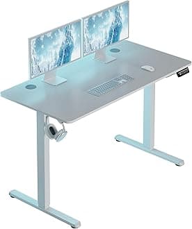 Shintenchi Standing Desk, Height Adjustable Electric Sit Stand up Desk, Ergonomic Rising Computer Table, 40x24 Inch Modern Lift Gaming Desk Workstation for Home Office, White
