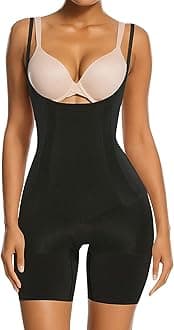 Women Body Shaper Tummy Control Seamless Shapewear Open Bust Mid-Thigh Bodysuit Shorts