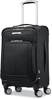 Solyte DLX Softside Expandable Luggage with Spinner Wheels, Midnight Black, Carry-On 20-Inch