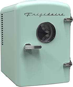 Frigidaire EFMIS129-MINT Mini Personal Fridge Cooler, 1 Gal Capacity fits Six Cans, Includes Plugs for Home Outlet & DC Charger-9.84" D x 7.09" W x 10.35" H