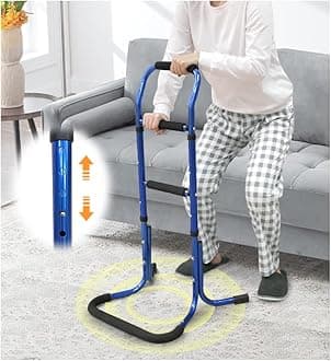 KAAMOS Chair Stand Assist Bed Rails for Elderly Adults Bed Cane Chair Lift Assist Sit to Stand Bedside Rails for Seniors Portable Mobility Aids Stand Lift Assist Grab Bar (Blue)