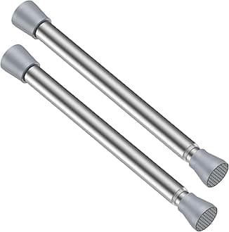 Tension Rod 16 to 26 Inch Sliver Tension Curtain Rod No Drill Spring Tension Rod 2pack Small Tension Rod for Cupboard Closet Bookshelf Diy Projects Wardrobe Spring Loaded Curtain Rods