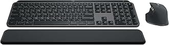 Logitech MX Keys S Combo - Performance Wireless Keyboard and Mouse with Palm Rest, Customizable Illumination, Fast Scrolling, Bluetooth, USB C, for Windows, Linux, Chrome, Mac - Graphite, ARA Layout