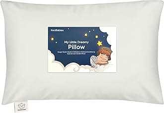 Toddler Pillow with Pillowcase - 13x18 My Little Dreamy Pillow, Organic Cotton Toddler Pillows for Sleeping, Kids Pillow, Travel Pillows, Mini Pillow, Nursery Pillow, Toddler Bed Pillow (Pearl Gray)