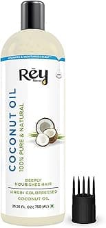 Rey Naturals Virgin Coconut Hair Oil (Nariyal Oil) | 100% Pure & Natural Coconut Oil For Hair And Skin - Strengthens Hair, Improves Scalp Condition & Hair Growth| Virgin Coconut oil for baby | 750ml