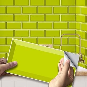 54Pcs Alwayspon Wall Tile Transfers Sticker for Home Decor, Peel and Stick Self-Adhesive Splashback, Stick on Tile Decals for Living Room Kitchen Bathroom Decor, Lemon