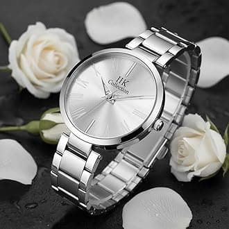 Watches for Women Round Studded Dial | Quartz Movemnet |Long Battery Life|Stainless Steel Bracelet Chain Strap|Double Lock Clasp Safety Watches for Girls