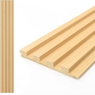 Art3d 4 Panels Natural Wood Panel Wall Wainscot Panel Wall Material Wood - Easy Installation DIY Entrance Living Room Bedroom Residential/Commercial - Length 180cm Width 14.5cm, Model Number 301
