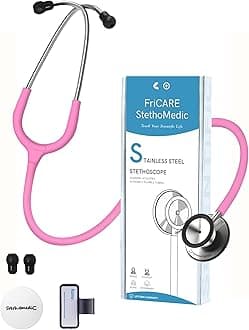 Dual Head Stethoscope - Stethoscopes for Nurses, Medical Nursing Students, Paramedics/EMT/LVN/VNA Backup Estetoscopio, Smooth Hot Pink Tube, Stainless Steel Chestpiece