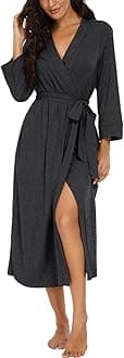 Women Kimono Robes Long Knit Bathrobe Lightweight Soft Knit Sleepwear V-neck Casual Ladies Loungewear