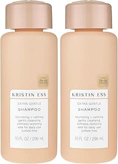 Kristin Ess Hair Extra Gentle Shampoo for Sensitive Skin + Scalp, Gently Cleanses, Nourishing + Calming Shampoo, Vegan, Sulfate Free, Color Safe + Keratin Safe, 10 fl oz (Pack of 2)