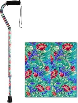 Nova Joy Designer Offset Walking Cane for Seniors - Unisex Adjustable Lightweight Aid with Foam Handle, Wrist Strap and Anti-Rattle Lock - Essential Mobility Support - Canterbury