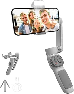 Smooth Q3, 3-Axis Gimbal Stabilizer for Smartphone with Fill Light and Tripod, Auto Inception Dolly-Zoom Time-Lapse, Portable and Foldable, Gesture Control, Android and iPhone Gimbal
