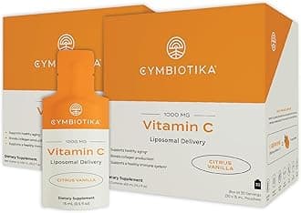 CYMBIOTIKA Vitamin C Individual Packets, Liposomal Delivery, 1000mg, Supplement for Immune Support, Collagen Boost, & Healthy Aging, Skin Hydration Packets, Citrus Vanilla Flavor, 2 Month Supply