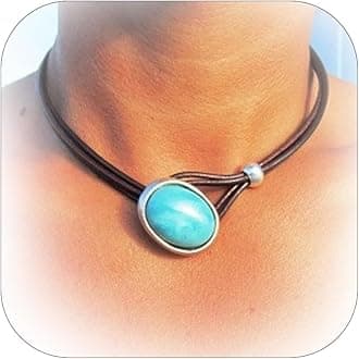 Boho Necklaces for Women Country Concert Outfits Black Choker Necklaces Trendy Long Necklaces Western Bohemian Jewelry Brown Suede Wrap Leather Necklace Halloween Renaissance Costume Women 2024