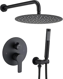 Iriber Matte black Shower System Wall Mounted Shower Faucet Mixer Set with 12...