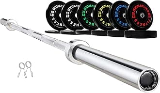 Fitvids Olympic Bumper Plates Set, 2" Weight Plates for Strength Training & Weightlifting, Paris or Set or Set with Barbell, Multiple Options