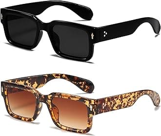 EYLRIM Square Frame Sunglasses for Women Men Trendy Chunky Rectangle Sun Glasses Black Shades UV400 Protection