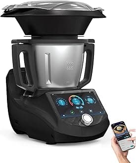 Smart Food Processor UltraCook All-in-One Auto Cooking Machine,3.5L Capacity,600+ Online Recipes, Built-in Scale, 7 inch TFT Screen, Self-Cleaning, Multifunctional Kitchen Appliance (CR-7-Black)