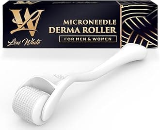 Derma Roller for Skin, Hair & Beard – Women and Men Titanium Microneedling Roller for Face & Scalp, Safe & Easy to Use 0.25mm - White