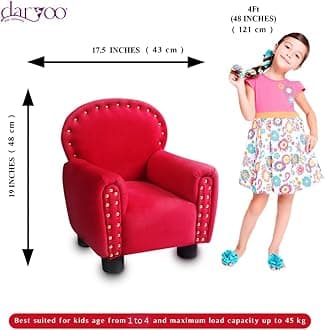 Daryoo - RoyalRed Majestic Kids Sofa - Ergonomic Design with Armrest & Backrest for Ages 1-8