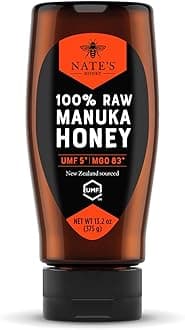 Nate's Raw Manuka Honey New Zealand MGO 83+ | UMF Certified 5+ | 13.2 oz Squeeze Bottle