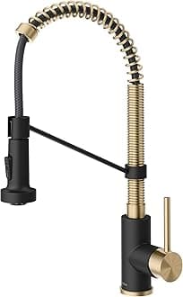 Bolden Commercial Style 2-Function Single Handle Pull Down Kitchen Faucet in Spot-Free Antique Champagne Bronze/Matte Black, KPF-1610SFACBMB
