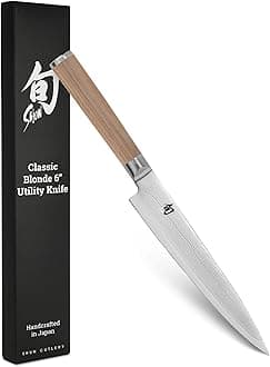 Shun Classic Blonde 6 Utility Knife, Blonde Pakkawood Handle, Full Tang Vg-Max Blade,Stainless Steel
