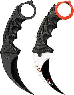 Karambit Knife Trainer Stainless Steel Practice Karambit Knife Fixed Blade Training Karambit Knife with Sheath and Cord Suitable for Hiking, Adventure, Survival and Collection 2 Pieces