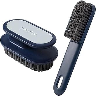 Soft Bristle Laundry Brush & Shoe Stain Remover - Comfort Grip Nylon Brushes for Fabric, Clothes, Carpet & Floor - Pack of 2 (Blue)