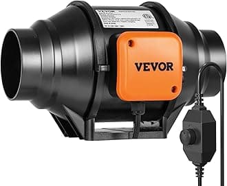 VEVOR Inline Duct Fan, 4-Inch 200 CFM with Variable Speed Controller, Quiet AC-Motor Ventilation Exhaust Fan for Cooling Booster, Grow Tents, Hydroponics