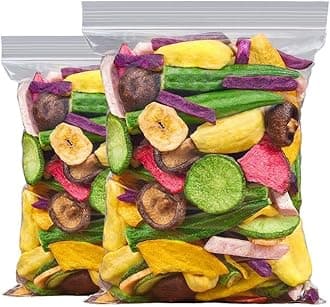 Instant Dried Vegetables and Fruits Chips, 12 Types of Instant Dried Fruits and Vegetables, Fruits Vegetables Snacks,Okra,Banana,Purple Potato,Red Date,Snack Foods,Chinese Snack (250g(Pack of 3))