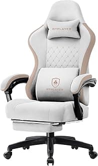 GTPLAYER Gaming Chair, Computer Office Chair with Pocket Spring Cushion, Linkage Armrests and Footrest, High Back Ergonomic Computer Chair with Lumbar Support Task Chair with Footrest