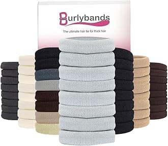 BurlybandsLarge Hair band, scrunchies for Thick Heavy or Curly Hair. No Slip No Damage Seamless Ponytail Holders Scrunchies Sports Thick Hair Ties. Women's Hair Elastics-Bands (Lt Gray 8 Pcs)