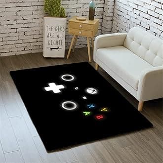 Morbuy 3D Game Print Rugs Modern Carpets Living Room Rug, Extra Large Size Soft Short Medium Pile Rugs Anti Slip Washable Floor Mats for Bedroom Kids Room Decor (White,60x120cm)