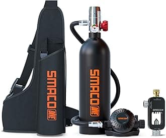 SMACO Scuba Tank Diving Gear for Diver Mini Scuba Tank Oxygen Cylinder with 15-20 Minutes Capability Diving Oxygen Underwater Breathing Device 1L Diving & Snorkeling Equipment