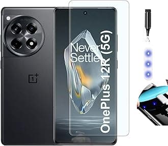 NISHTECH Advanced HD+ Curved UV Tempered Glass Screen Protector Designed for OnePlus 12R 5G || Full Screen Coverage with Easy Installation Kit (Anti-Scratch)