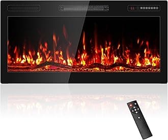 Eueiriup 36" Electric Fireplace Recessed Wall Mounted Wide Screen Ultra Narrow Bezel Frame HD Flame Effect Logs Fuel Bed Modern Fire Places with Remote Control 750/1500W